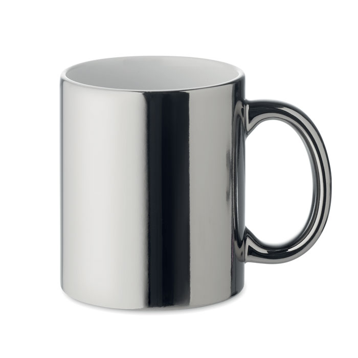 Tasse en céramique métallisée personnalisable 300ml silver brillant
